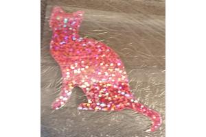 Buegelpailletten Katze 2 hologramm rosa
